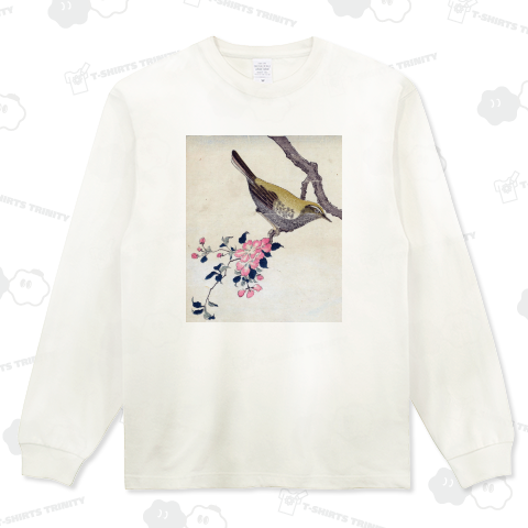 ピンクの花をつけた枝にいるシジュウカラ 喜多川歌麿、1796年頃