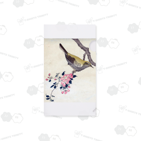 ピンクの花をつけた枝にいるシジュウカラ 喜多川歌麿、1796年頃