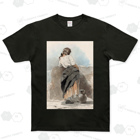 壁の近くに立つ若い女性、背後から見る、アントン・モーヴ、1848~1888年ー2