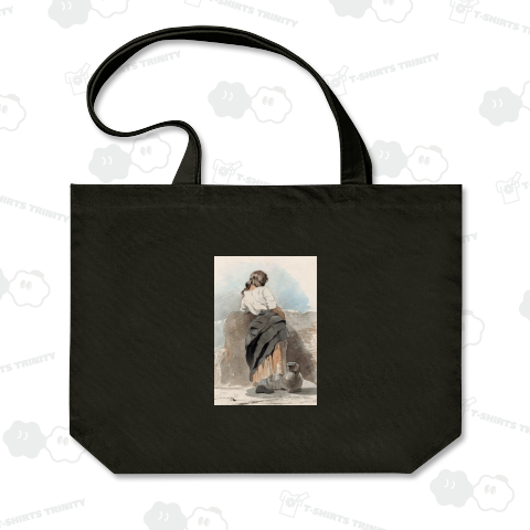 壁の近くに立つ若い女性、背後から見る、アントン・モーヴ、1848~1888年ー2