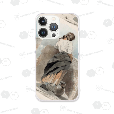 壁の近くに立つ若い女性、背後から見る、アントン・モーヴ、1848～1888年ー2