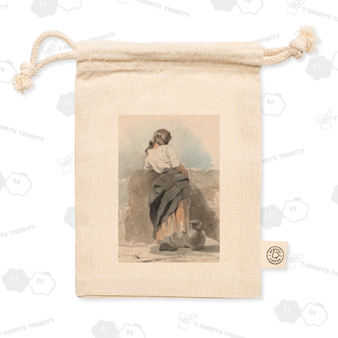 壁の近くに立つ若い女性、背後から見る、アントン・モーヴ、1848~1888年ー2