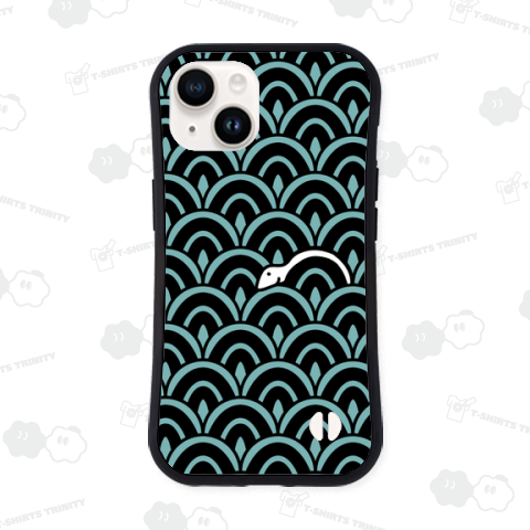 和柄と干支のヘビ(青海波)