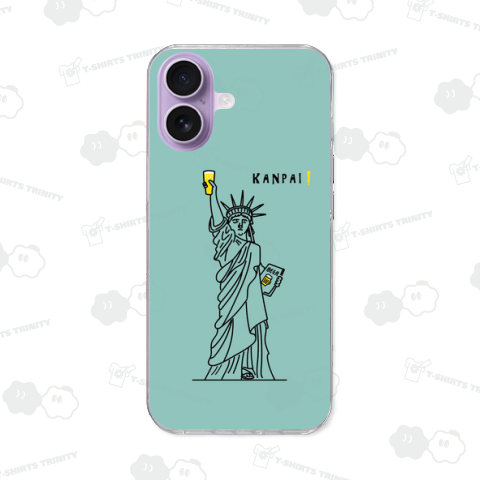 彫刻 × BEER(自由の女神)黒線画-ブルーグリーン