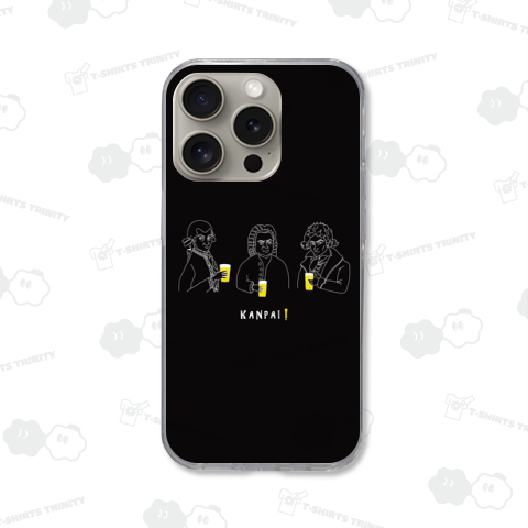 偉人 × BEER(三人の音楽家)白線画-ブラック