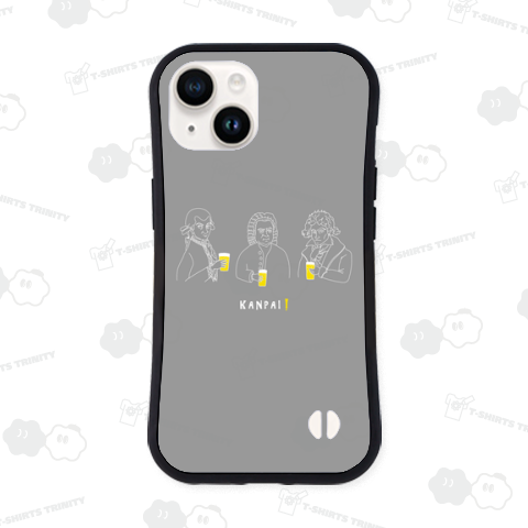 偉人 × BEER(三人の音楽家)白線画-グレー