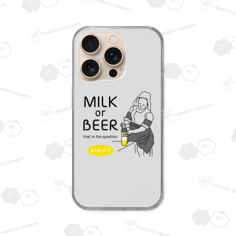 牛乳を注ぐ女×BEER(牛乳かビールか、それが問題だ。)黒線画-グレー