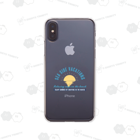 【両面】夏の海と太陽ロゴデザインT