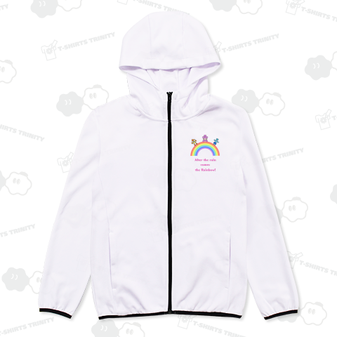 After the rain, comes always the rainbow 文字ピンク 虹パステルカラー