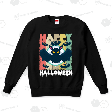 Happy Halloween Bats Retro Background