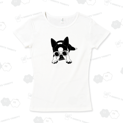 白ぶちボストンサングラスのボストンテリア[v2.3k]