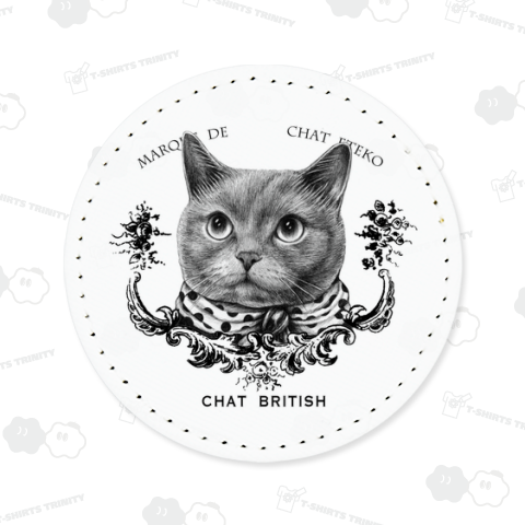 猫ラベル モノクロ ブリティッシュショートヘアー