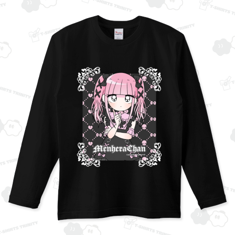 地雷メンヘラチャン(白枠) ロングTシャツ(5.6オンス)