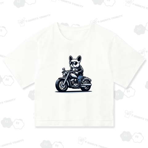 アメリカンバイクに颯爽と乗るフレンチブルドッグ