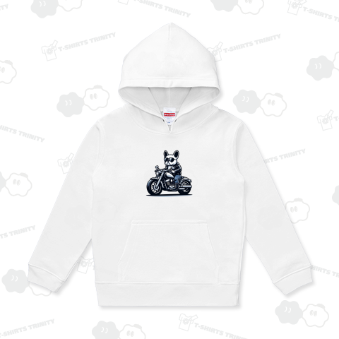 アメリカンバイクに颯爽と乗るフレンチブルドッグ