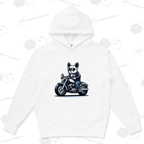 アメリカンバイクに颯爽と乗るフレンチブルドッグ