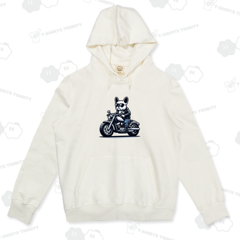 アメリカンバイクに颯爽と乗るフレンチブルドッグ