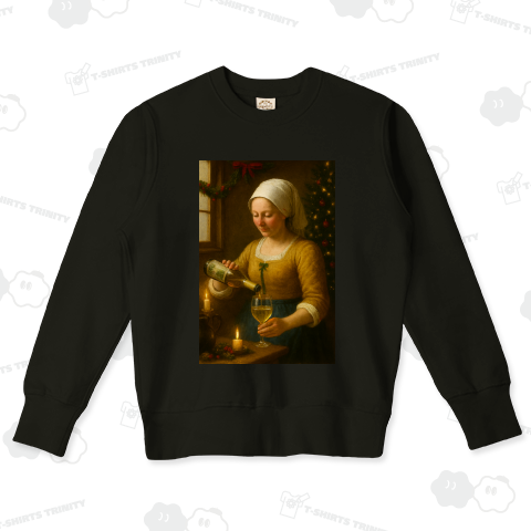 パロディアート「クリスマスに白ワインを注ぐ女」