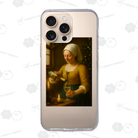 パロディアート「クリスマスに白ワインを注ぐ女」