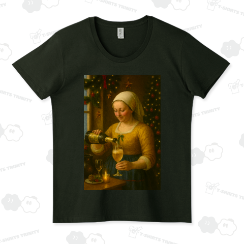 パロディアート「クリスマスにシャンパンを注ぐ女」