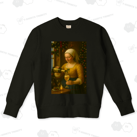 パロディアート「クリスマスにシャンパンを注ぐ女」