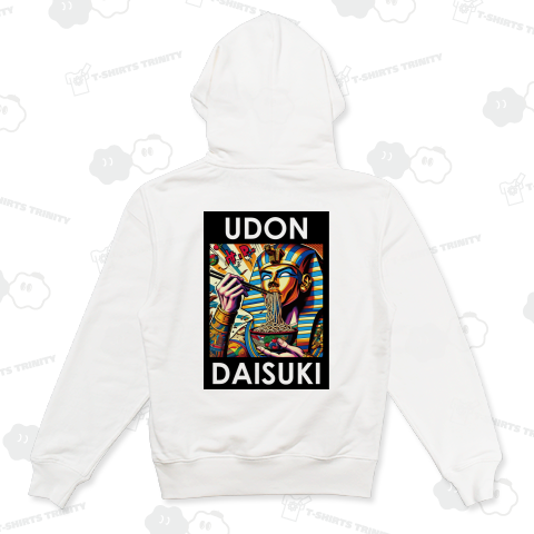 うどんが好きなツタンカーメン王風な人・アメコミ風・バックプリント