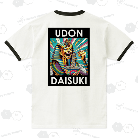 うどんが好きなツタンカーメン王風な人2・アメコミ風・バックプリント