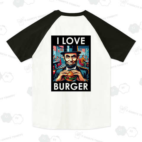 ハンバーガーが好きなリンカーン風の人・アメコミ風・バックプリント