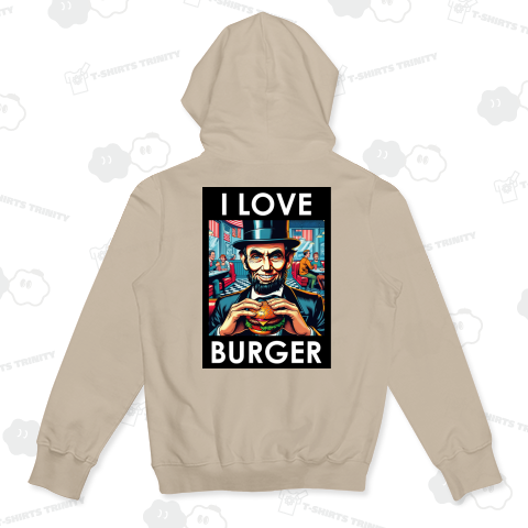 ハンバーガーが好きなリンカーン風の人・アメコミ風・バックプリント