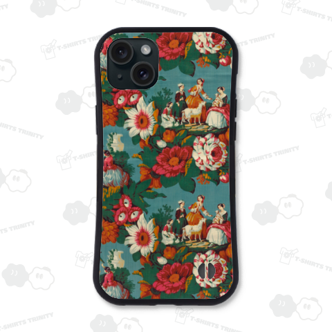 ヤギと花・アンティークファブリック