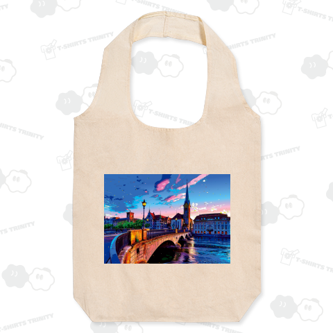 スイス 夕暮れのミュンスター橋【作品No.708】