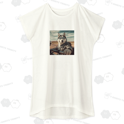 ハーレーを運転するハスキー