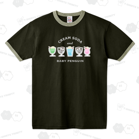 クリームソーダと赤ちゃんペンギン(黒地)
