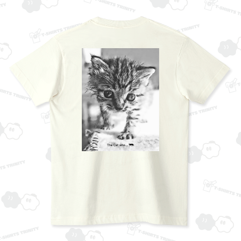 【背中プリント】子ねこ モノクロ《図案位置 拡大縮小 文字入れ等カスタマイズ可能》