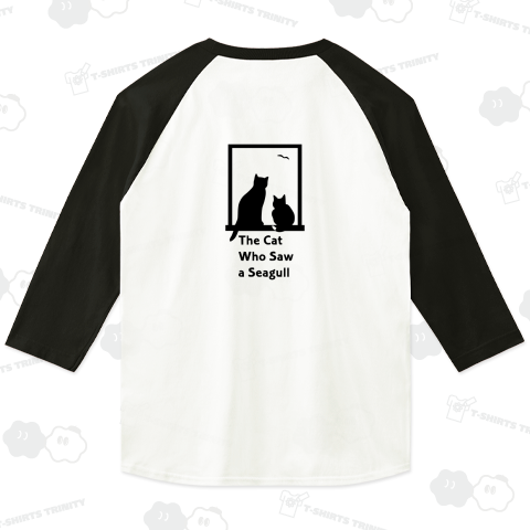 【背中プリント】The Cat Who Saw a Seagull - Ver.3 モノクロ《図案位置 拡大縮小 文字入れ等カスタマイズ可能》