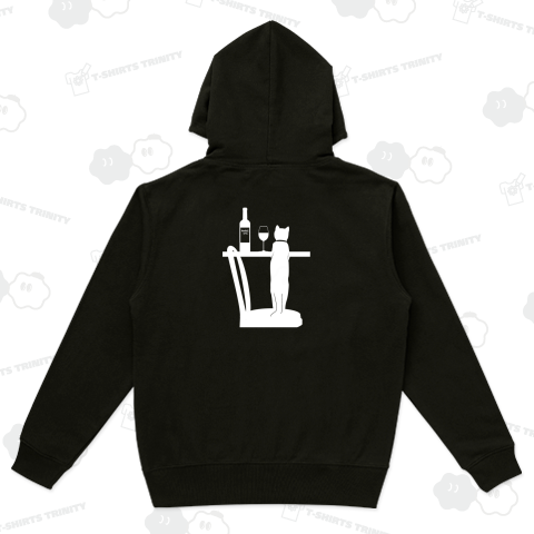 【背中プリント】猫はBARにいる(白)