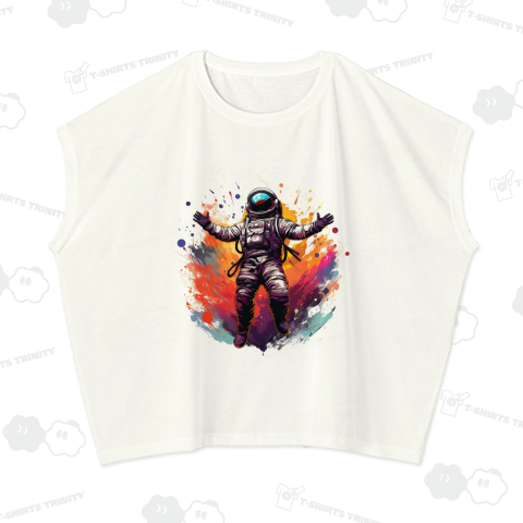 両手を広げて喜ぶ宇宙飛行士