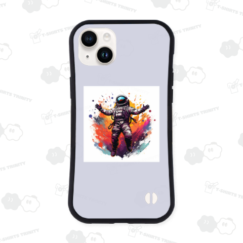 両手を広げて喜ぶ宇宙飛行士