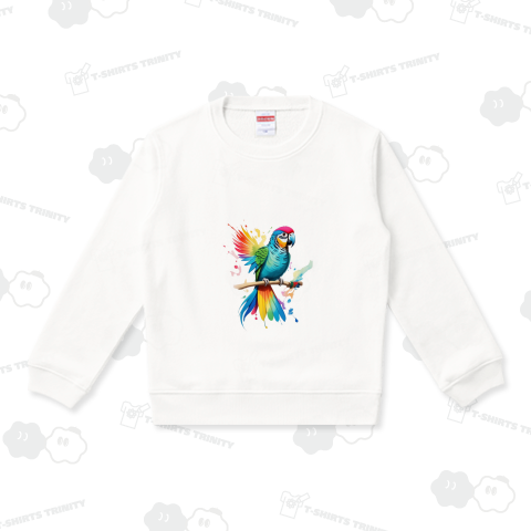 フライング・フェザー - カラフルなインコデザインTシャツ
