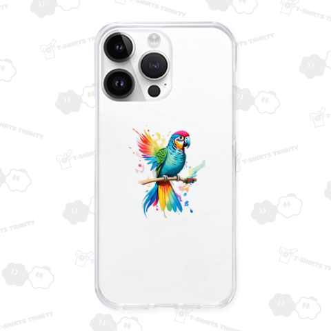 フライング・フェザー - カラフルなインコデザインTシャツ