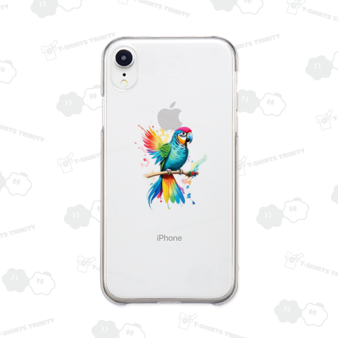 フライング・フェザー - カラフルなインコデザインTシャツ