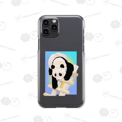 はしごに子パンダ