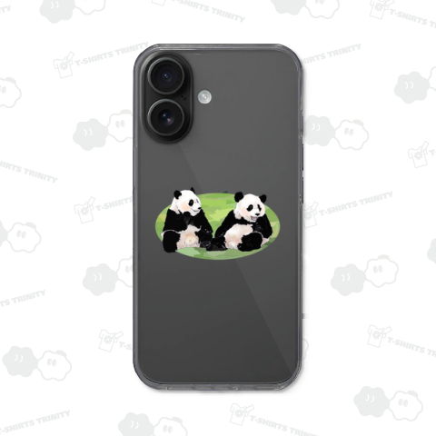 ならんでおやつ あーん パンダ姉妹 前面プリント 楕円