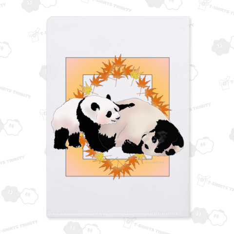 ママあそぼ パンダおやこ 四角《背面プリント》