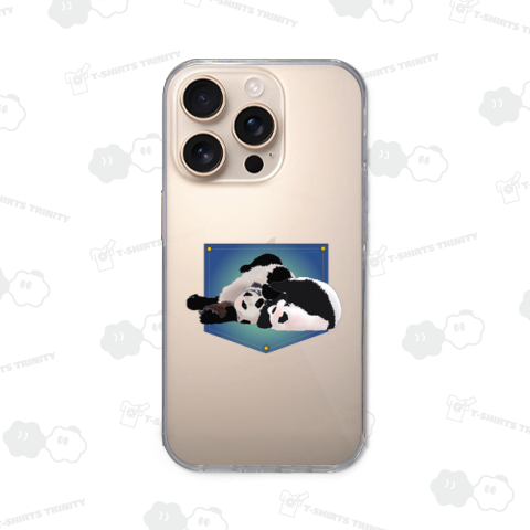 おやこでコロン パンダ ブルージーンポケット 《前面プリント》