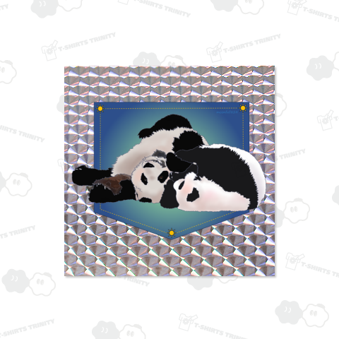 おやこでコロン パンダ ブルージーンポケット 《前面プリント》