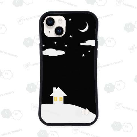 丘の上の小さな家と夜空2