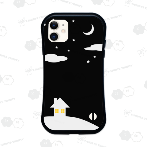 丘の上の小さな家と夜空2