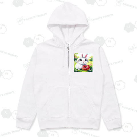 ドーナツを食べるウサギ