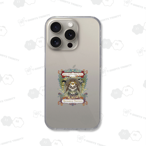 スカルと羽毛の羽のグラフィックtシャツ